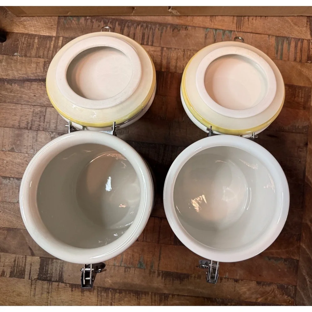 Studio Nova Provence Garden Ceramic Canister Set KT436 Floral Airtight Jars 2pc